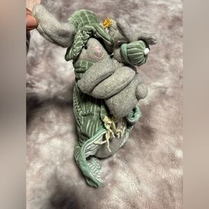 MELISSA ANN Adorable Gray and Green Stuffed Bunny Toy